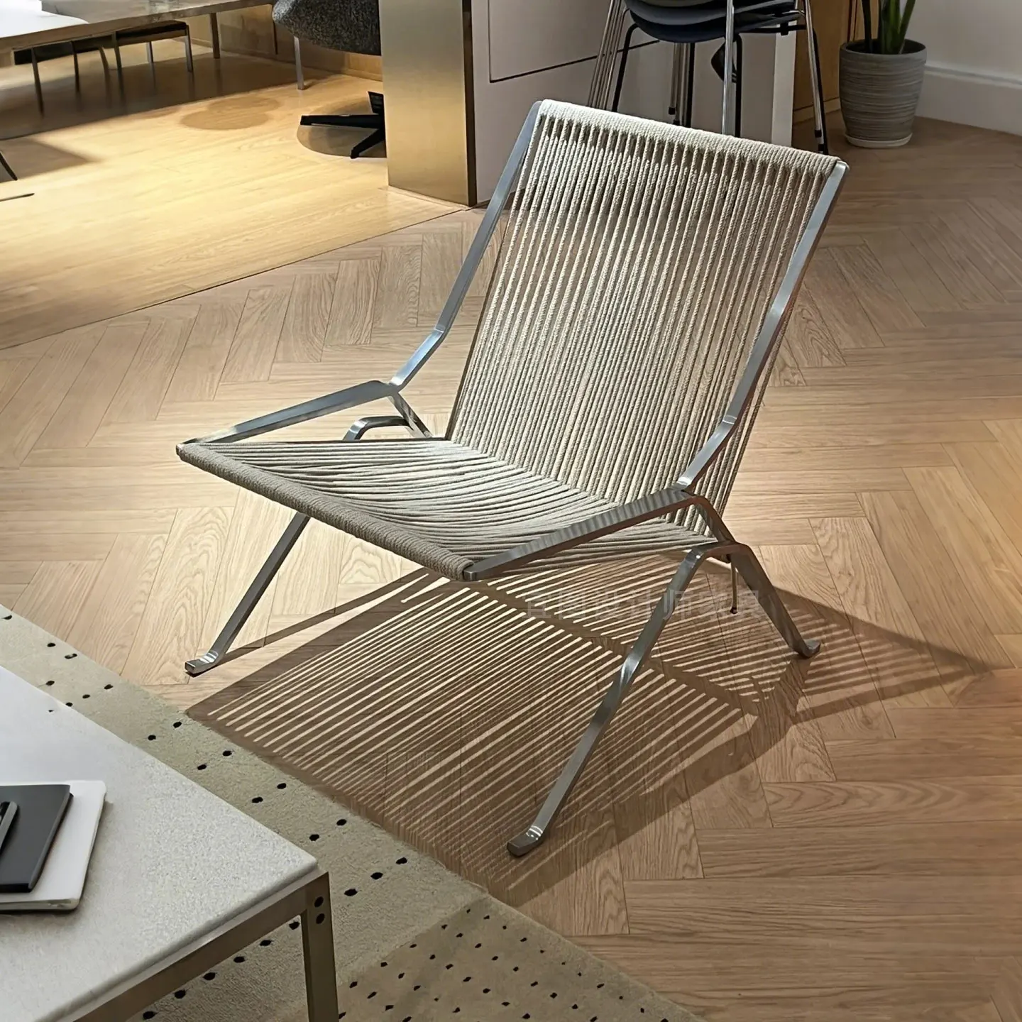 

Single Lounge Chair Living Room Minimalist Rope Weaving Sofa Hotel Rest Area Reception Chair Outdoor Weaving Chair