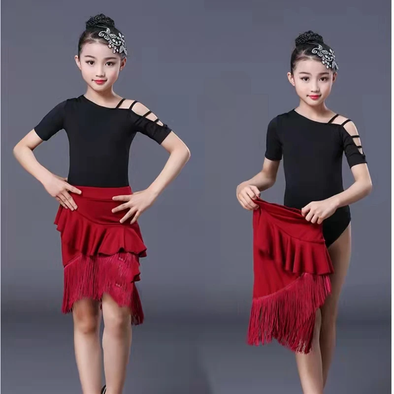 

Children Dress for Dancing 2022 Latin Dance Dresses for Girls Short Short Sleeve Salsa Tango Kids Dance Costume Skirt Ballroom