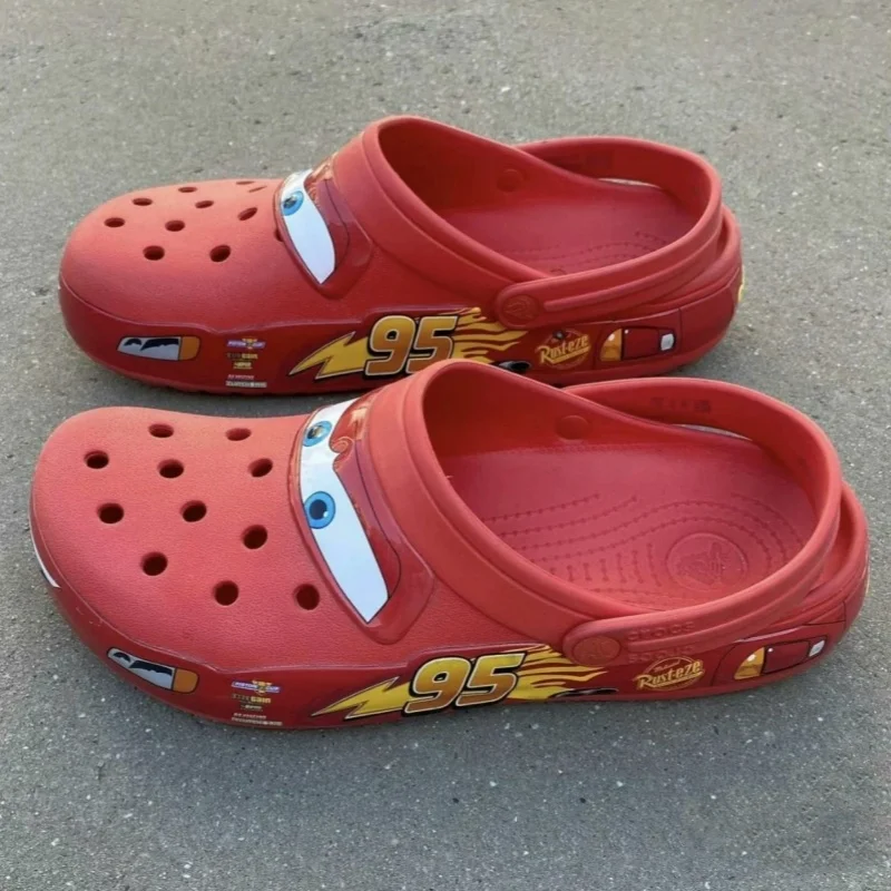 New Aoger  Lightning Mcqueen Pixar  Cartoon Solid Waterproof  Slippers  Beach Shoes  Sandals  Casual Breathable  Ankle-Wrap Shoe