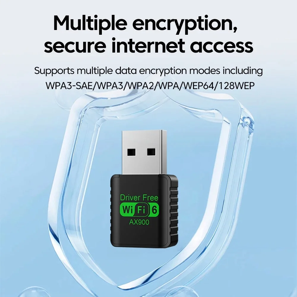 New Mini AX900 Wifi 6 Adapter USB Network Card 2.4G&5GHz Dual Band Signal Reception Dongle For Laptop Driver Free Win 7/10/11