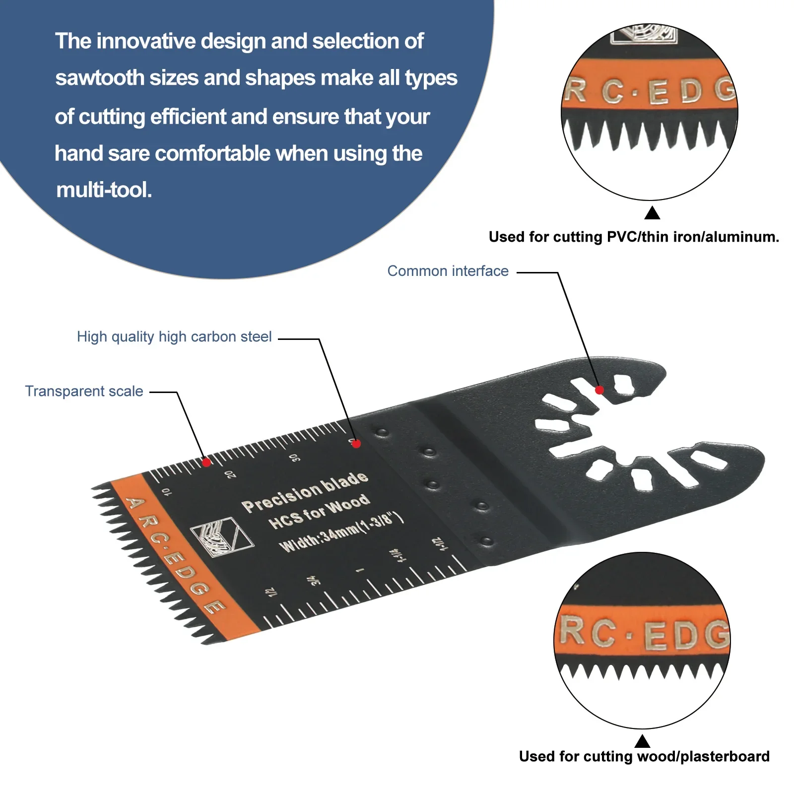 Japanese Tooth Carbide Oscillating Saw Blade Kit Arc Edge Oscillating Multitool Blades Precise Cut for Wood, PVC Iron 10-39Pcs