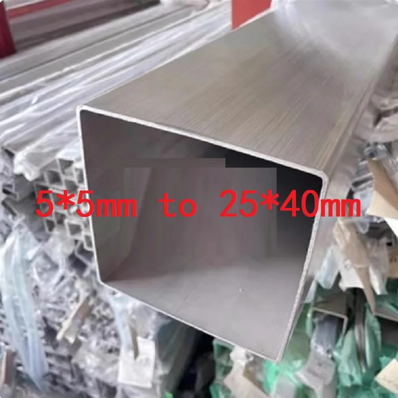 1PC Stainless Steel Square Tube Rectangular Pipe Hollow Rod Small Large 5x5-25x50mm Length 100 250 500mm