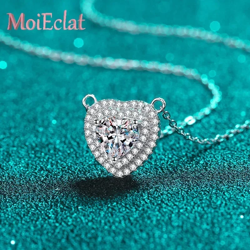 Unique Eye-catching 1ct Moissanite Love Pendant for Women, Platinum PT950 Heart-shaped Necklace Jewelry Birthday Gifts