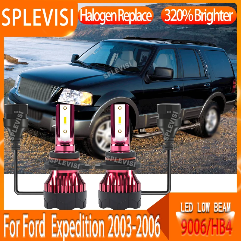 2PCS Deliver Instant, 320% Brighter, Crisp White Light LED Headlight Low beam 9006 HB4 For Ford  Expedition 2003 2004 2005 2006