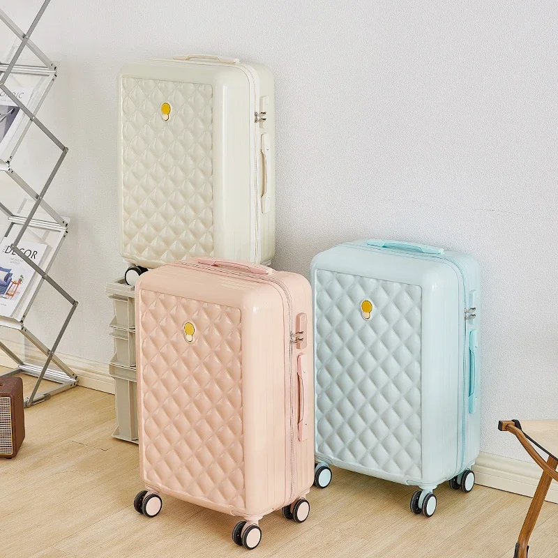 Ensemble de bagages à roulettes pour femme, valise de voyage, bagage à main, bagage à roulettes, valise de cabine, ABS rose doré, 20 po, 22/24 po,