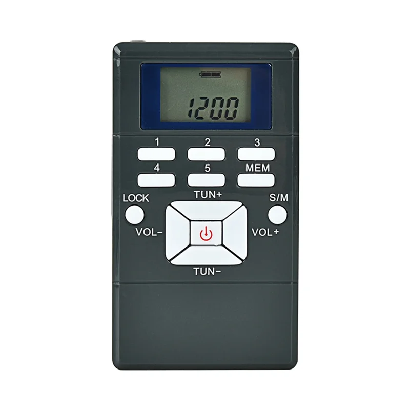 -BOFF راديو FM ستيريو صغير محمول 1.2 بوصة جهاز استقبال الساعة الرقمية لمشبك الترجمة المتتابعة-Onradio رمادي