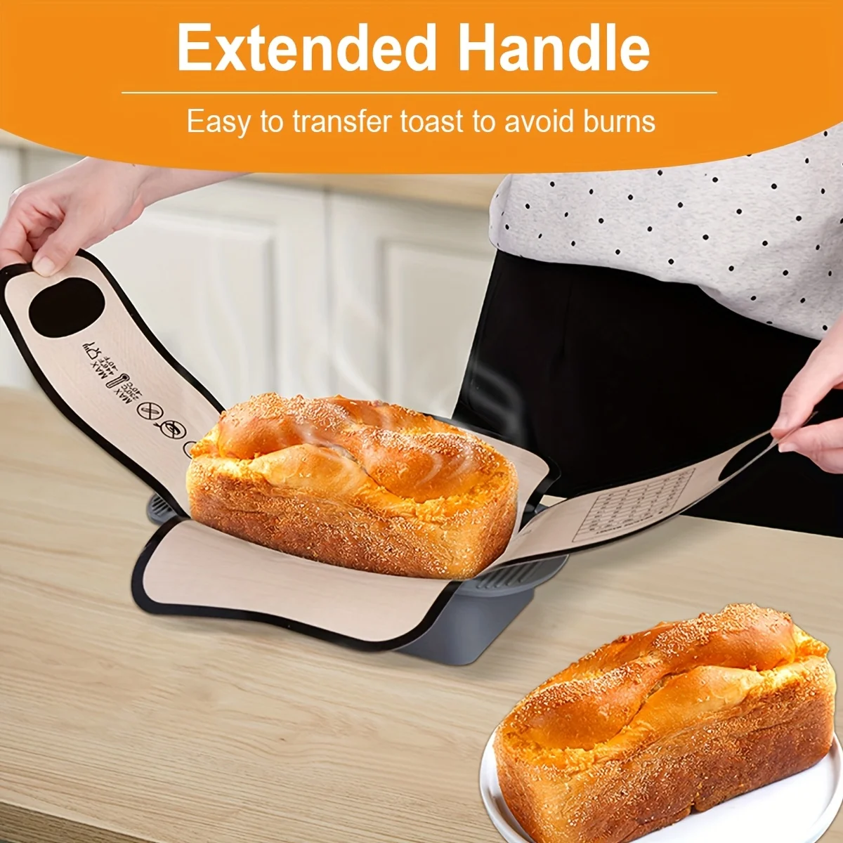 

D5 Silicone Bread Mat Sling Loaf Pan Liner Reusable Heat Resistant Baking Mat with Long Handle Non Stick Easy Clean Baking Liner