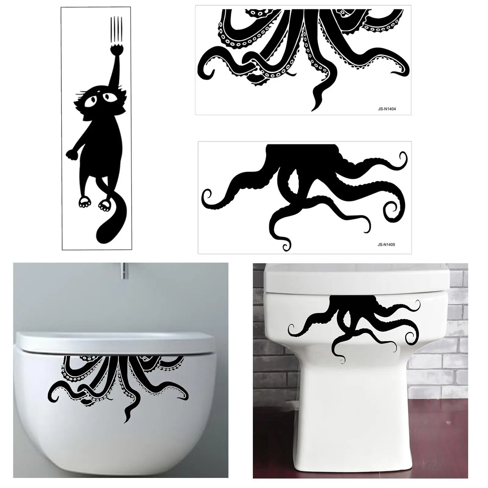 

2 шт., наклейки на унитаз на Хэллоуин, наклейки на стены, ПВХ, съемные наклейки на крышку сиденья унитаза для туалета, туалета, домашнего декора