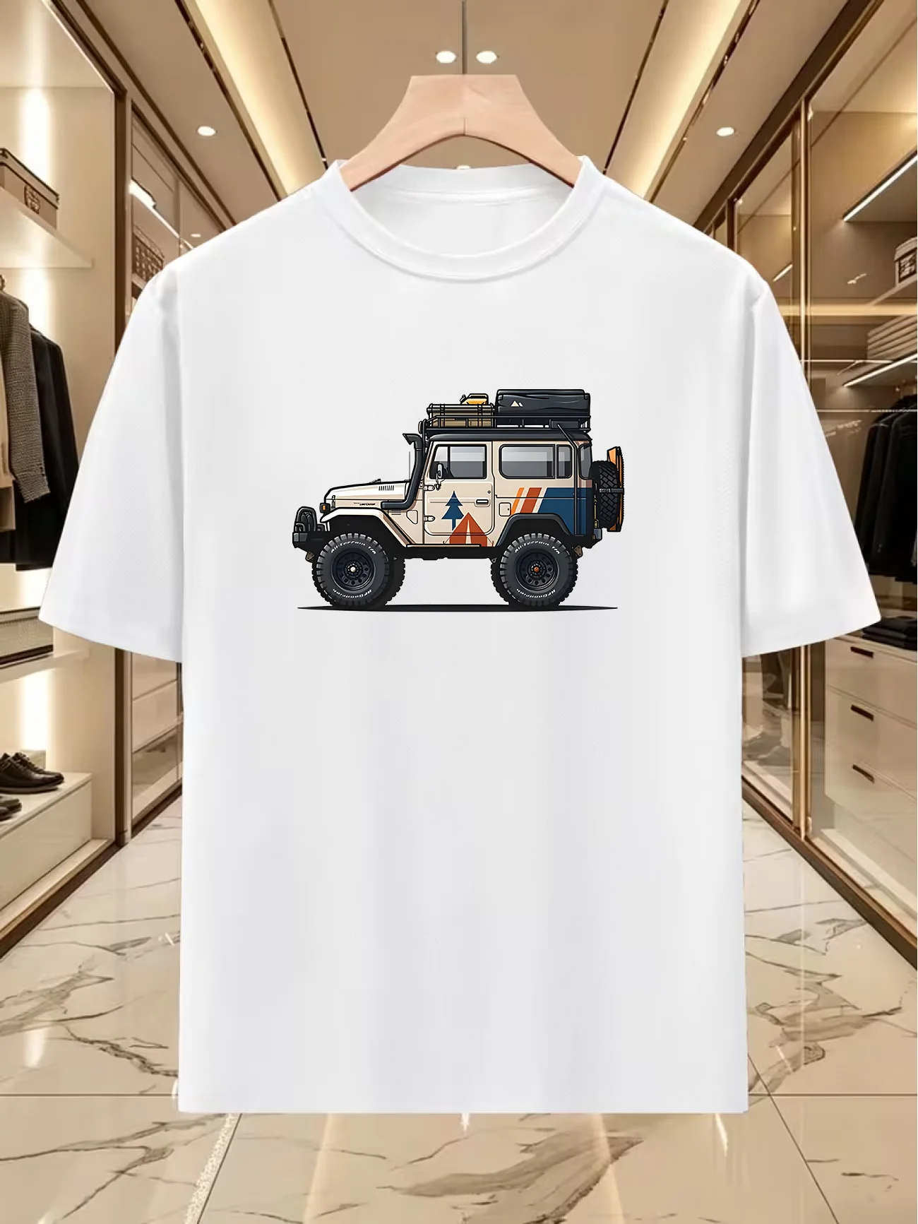 T-shirt d'été en maille à séchage rapide pour hommes, avec motif du monde animalier imprimé, col rond, manches courtes, haut décontracté