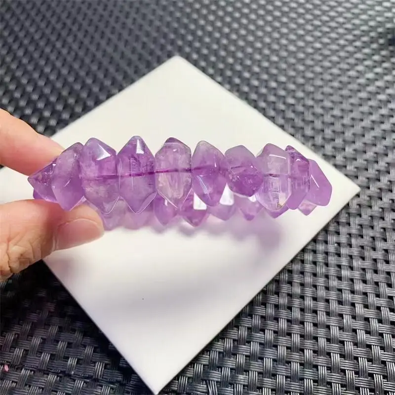 Natural Lavender Amethyst Double Point Bracelet Women Fashion Reiki Healing Crystal Energy Gemstone Gift 1PCS