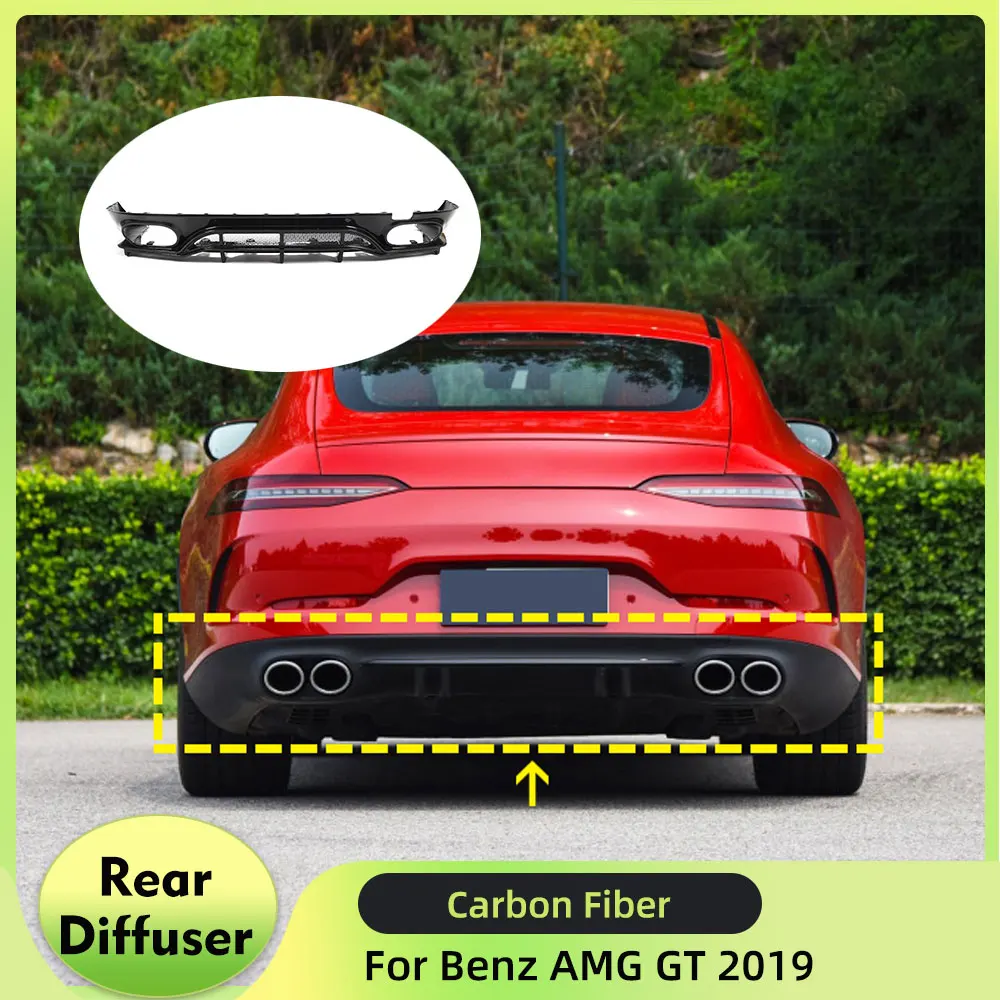 Dry Carbon Rear Bumper Diffuser Lip Fit For Mercedes-Benz AMG GT 53 54 55 2019UP Rear Bumper Decoration Real Carbon