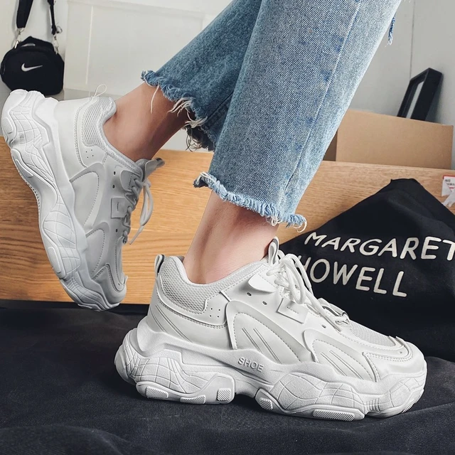 Sneakers For Men Fashion Lace up platform Dad Shoes White Breathable comfortable Male Sport Running Shoes zapatillas 2023 AliExpress