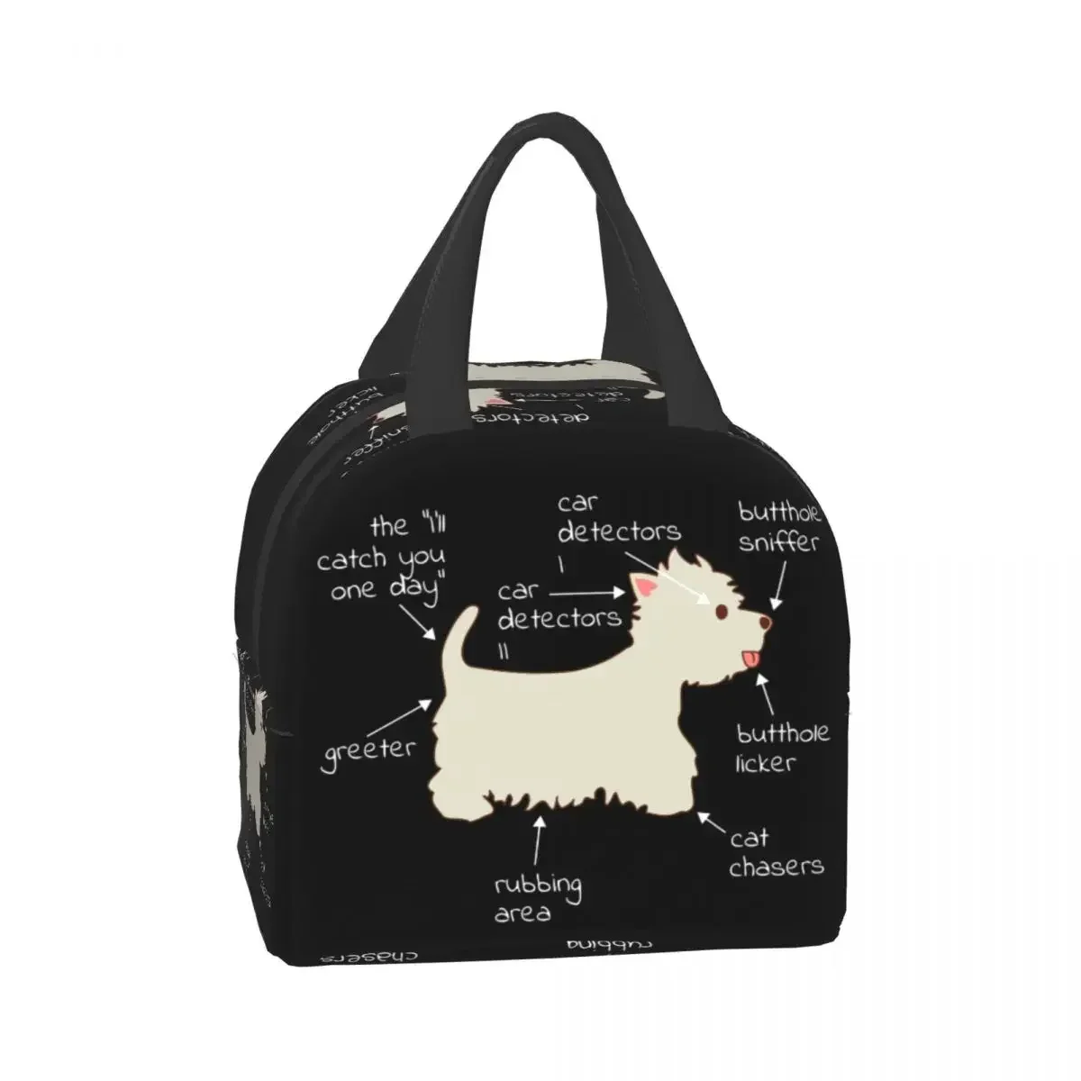 Westie Dog Anatomy Lunch Bag pour femme, glacière, boîte à bento isolée chaude pour l'école des étudiants, West Highland, White Terrier, sacs à lunch