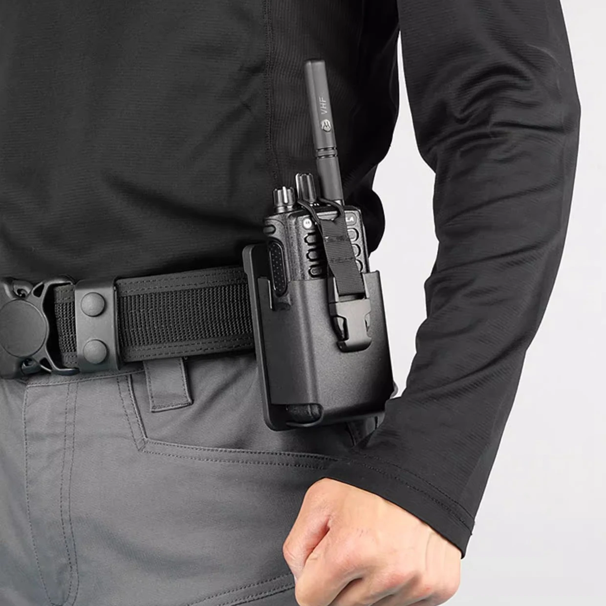 Nylon Intercom Holster Duty-Grade Anti-Drop Belt Vest Chest Mount Universal Radio Holder Quick-Release Walkie Talkie Pouch
