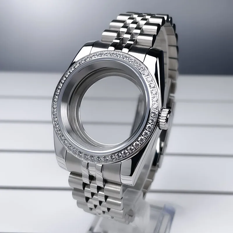 36mm/39mm Diamant Lünette NH35 Fall DJ Präsident Jubile Strap Saphirglas Mod Für NH35 NH36 Bewegung uhr Zubehör Teile – Detail 12