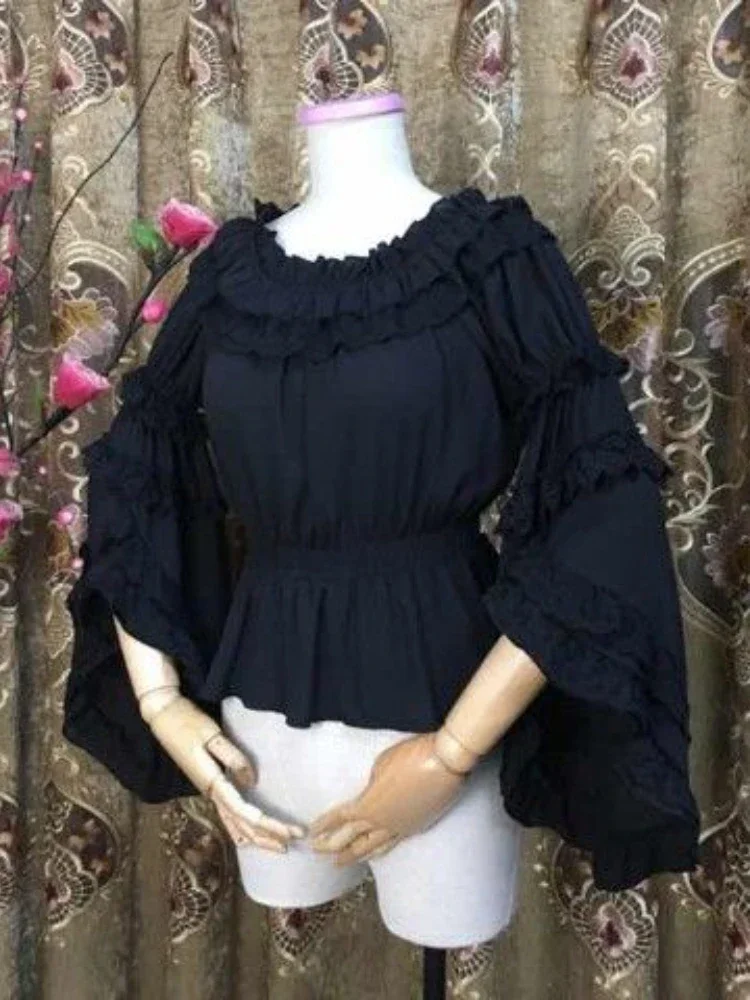

2025 Slash Neck Patchwork Japanese Style Lolita White Blouse Women Kawaii Lace Summer Shirts Harajuku Sweet Ruffle Sleeve Tops
