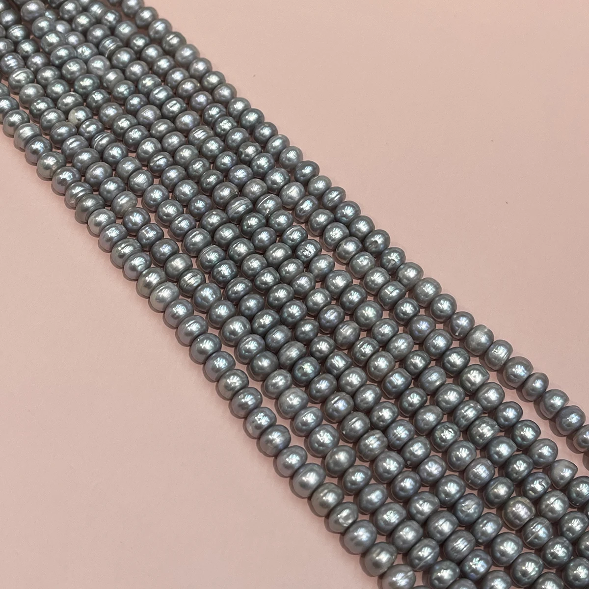 7-8mm Natürliche Süßwasserperlen Graue Abacus-Perlen Bestrahlte Perlen für Schmuckherstellung DIY Halsketten Armbänder Zubehör 36cm – Detail 2