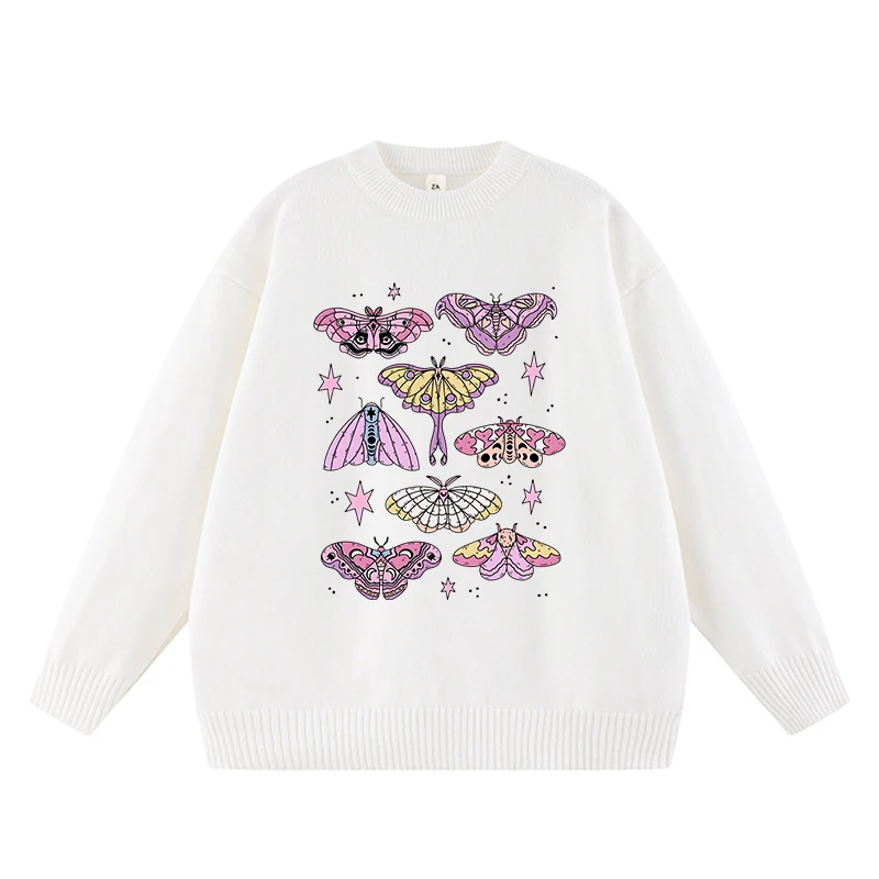 

Зимняя уличная одежда, винтажный пуловер в стиле панк, трикотаж Y2K, креативный свитер с принтом бабочки, готический женский топ с длинными рукавами