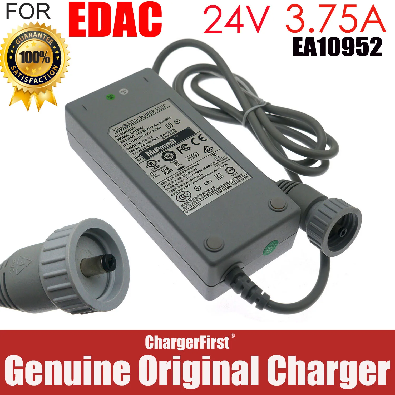 Original EDAC EA10952 EA10952E 24V 3.75A  AC Adapter Charger For ECOVACS WINBOT W920 W950 880 WI WB10 W836 Power Supply