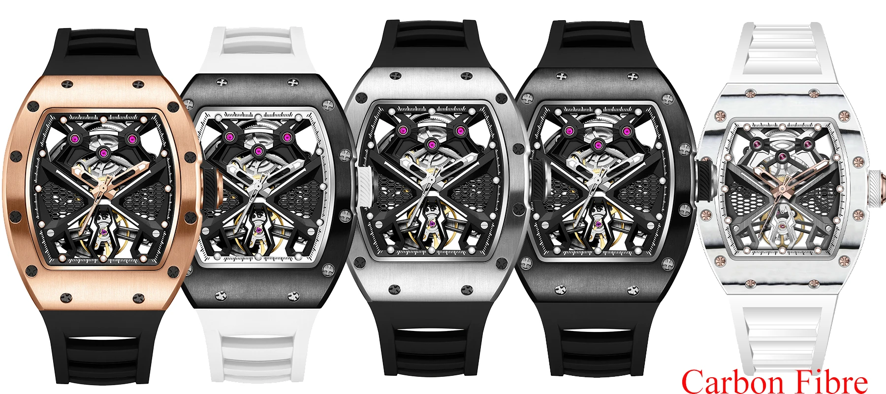 New Mens Skeleton Automatic Watch Movement Stainless Steel Case Luminous Watches Waterproof Luxury Business Wristwatch