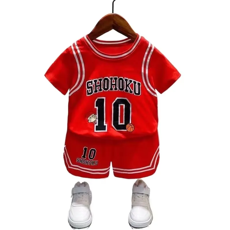 Vêtements en coton pour enfants, ensemble de Sport pour bébés garçons, T-shirt à col rond et short, 2 pièces/ensembles, survêtements à la mode pour nourrissons en bas âge
