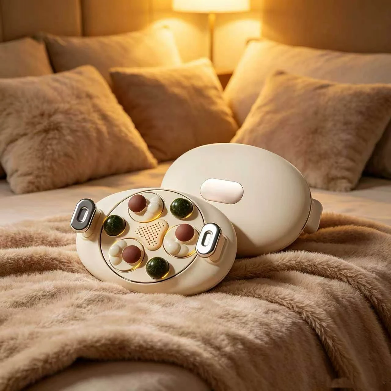 Abdominal Massager 3 Rotating Nodes, Smart Heat Vibration, Digestion Care, Upgraded Tummy Rubbing Machine, Stomach Massager