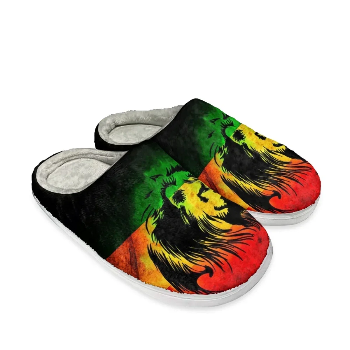 Autumn Winter Women Cotton Slippers Reggae Lion Design Household Indoor Warm Slides Non-Slip Home Couple Cozy Footwear Zapatos