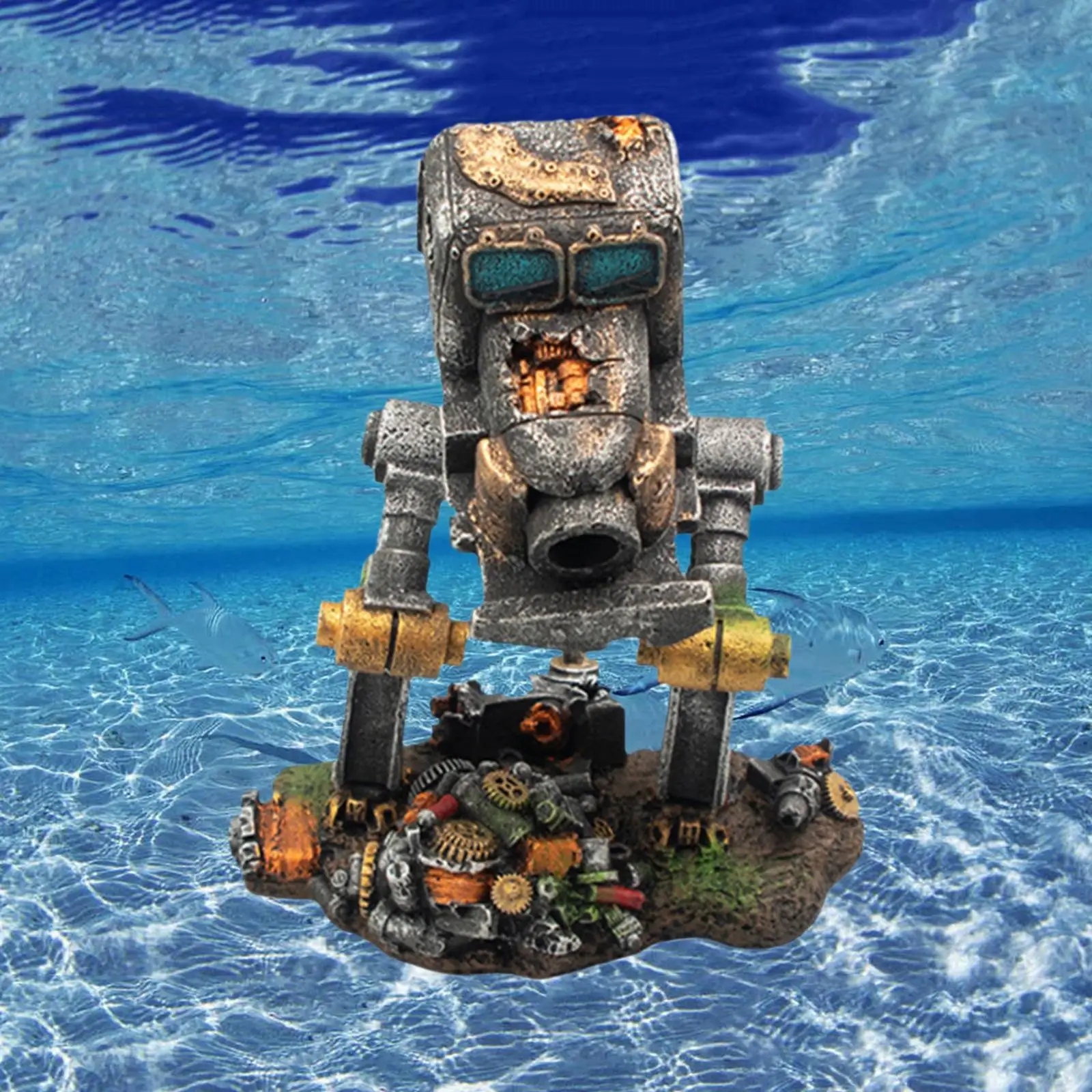 Aquarium Decorations Robot Dog Walking Car Fish Tank Ornament Landscape for Betta Toys Fishes Hideout Cave Sculpture