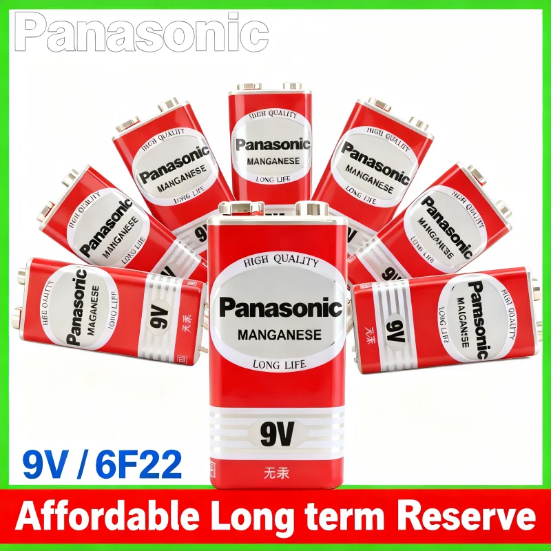 

1-20PCS For Alarm Wireless Microphone 9V 6F22 Carbon Battery Panasonic Original 6F22ND Mercury Free Long Service Life Battery