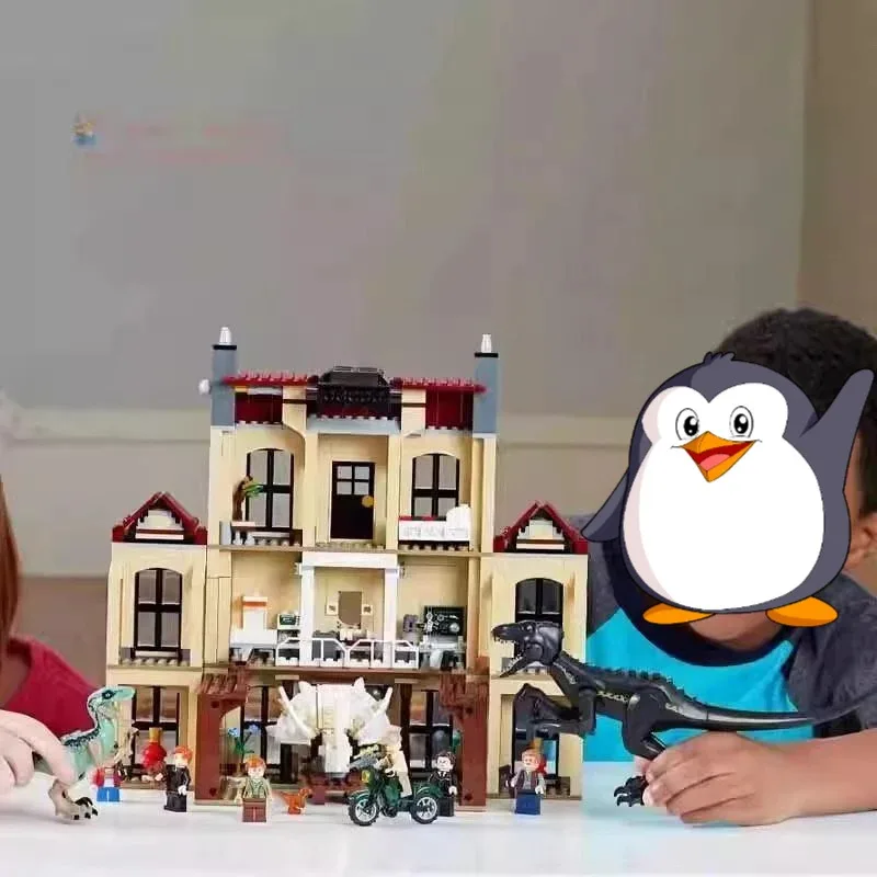 공룡 공원 폭군 드래곤이 저택을 공격합니다 창의적인 블록 장난감 어린이 퍼즐 조립 키즈 선물 75930