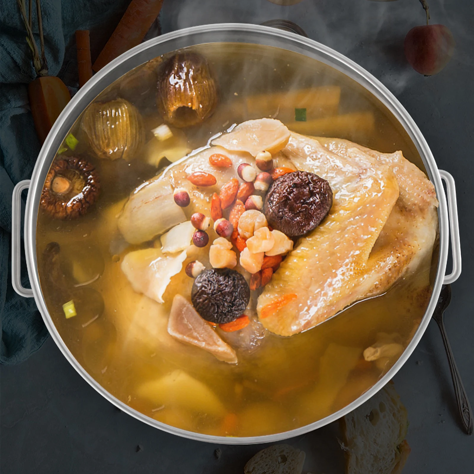 

Stainless Steel Soup Pot Large Crawfish Boiler Kitchen Stockpot Handle Metal Cooking Stew Pot Polished
