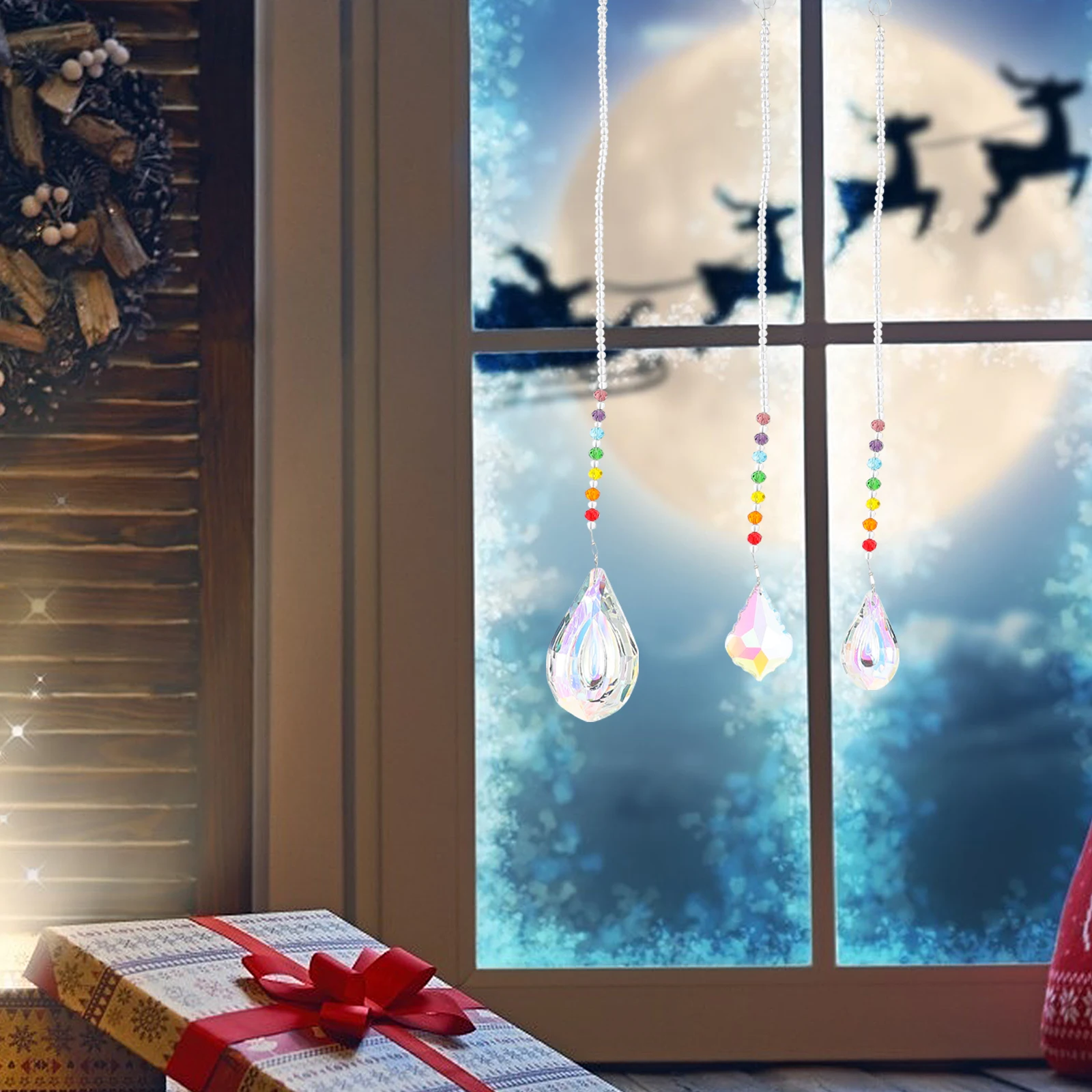 

5PCS Crystal Prisms Pendant Artificial Decor DIY Hanging nament Window Adornment Rainbow Light Refraction Family Decor