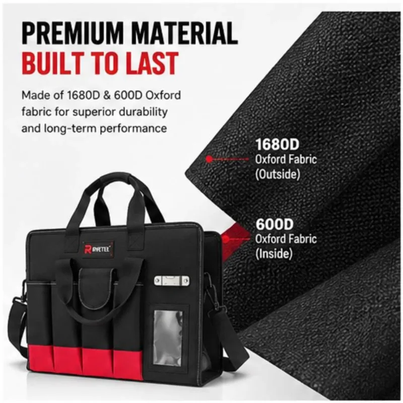 

Tool Bag Torba Na Narzedzia 34 Pockets Tote Organizer Strap 1680D&600D PE Bottom Electricians Tools Hvac Tool Bag Edc Equipment