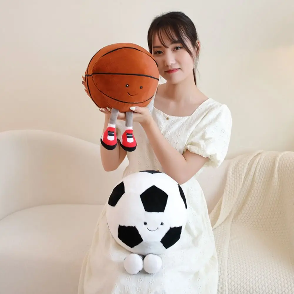 New PP Cotton Football Basketball Baby Doll Smile Kawaii Long Legged Ball Doll Stuffed Plush Soft Ball Animals