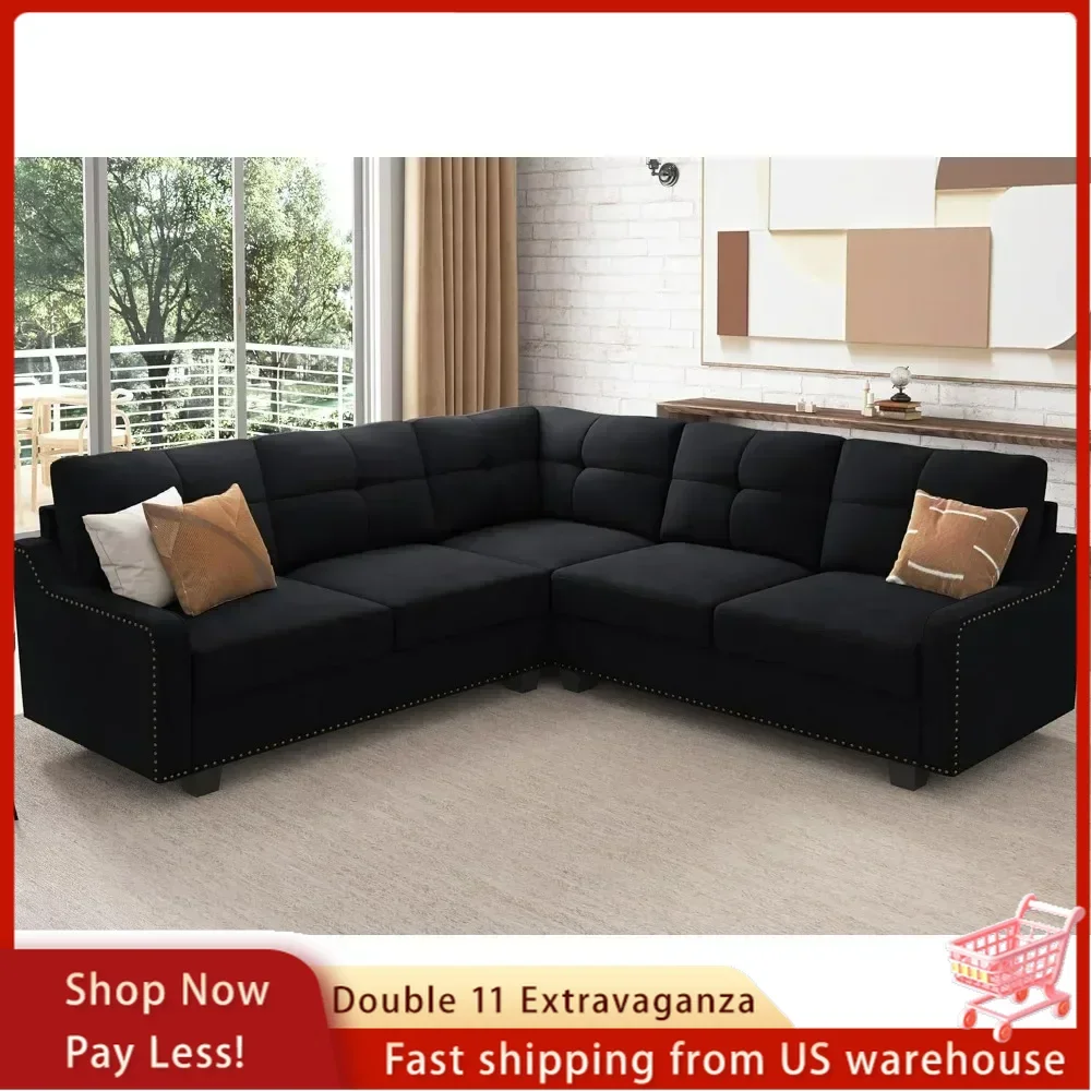 

Living Room Convertible Sectional Sofa,L Shaped Couch for Small Apartment,Reversible Sectional Couch,Velvet living room sofa