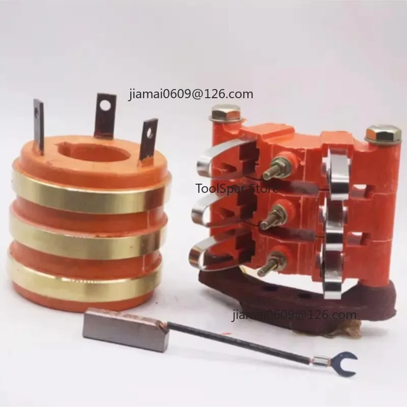 3‑Channel Conductive Slip Ring Collector Ring ID 35 40 45 OD78 Height71 Carbon Brush Holder Key‑Way 10