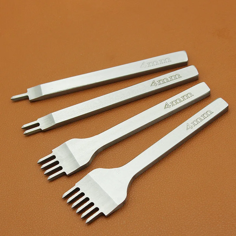 Leather Stitch Punch Set Diamond Barbed Iron Punch 3/4/5/6Mm Craft DIY Carving Handmade Drilling Tool Diagonal Flat Cutting Set