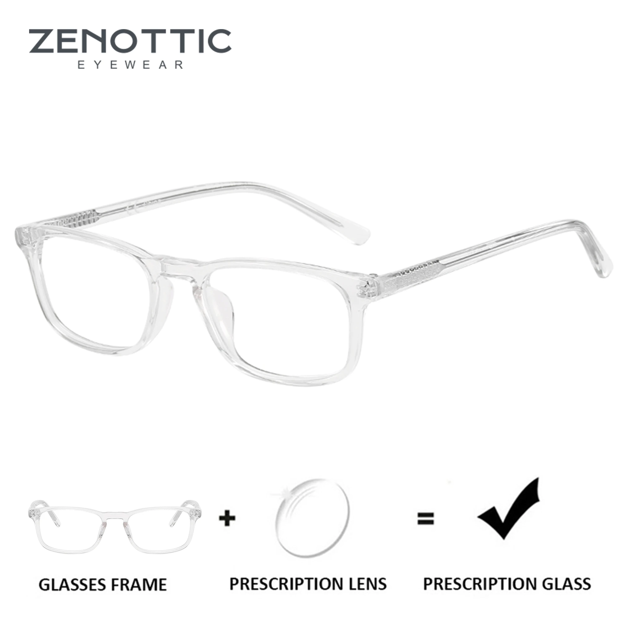 ZENOTTIC Rectangle Progressive Prescription Eyeglasses Transparent Myopia Spectacle Men Women Prescription Photochromic Glasses