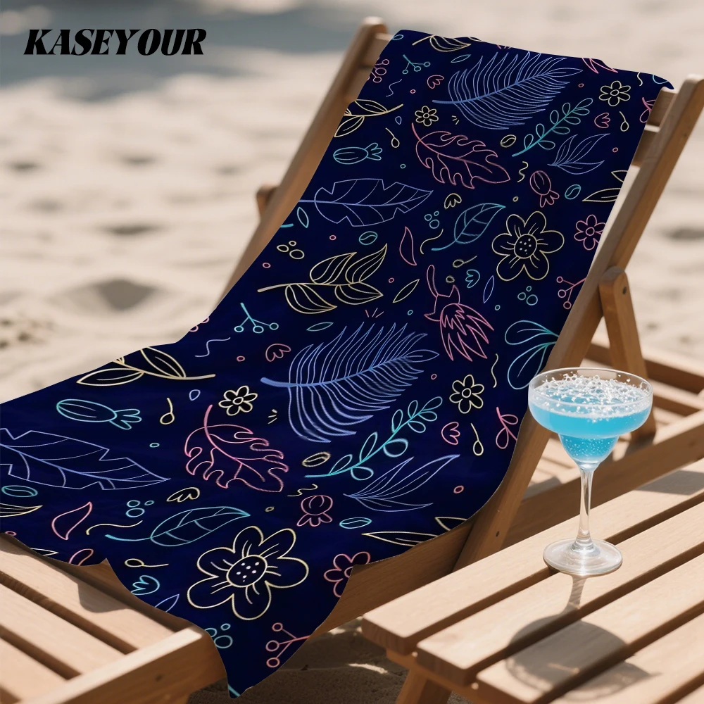 

Neon Foliage Compact Travel Beach Towel Super Absorbent Sand Resistant, Microfiber for Swimming Camping Yoga