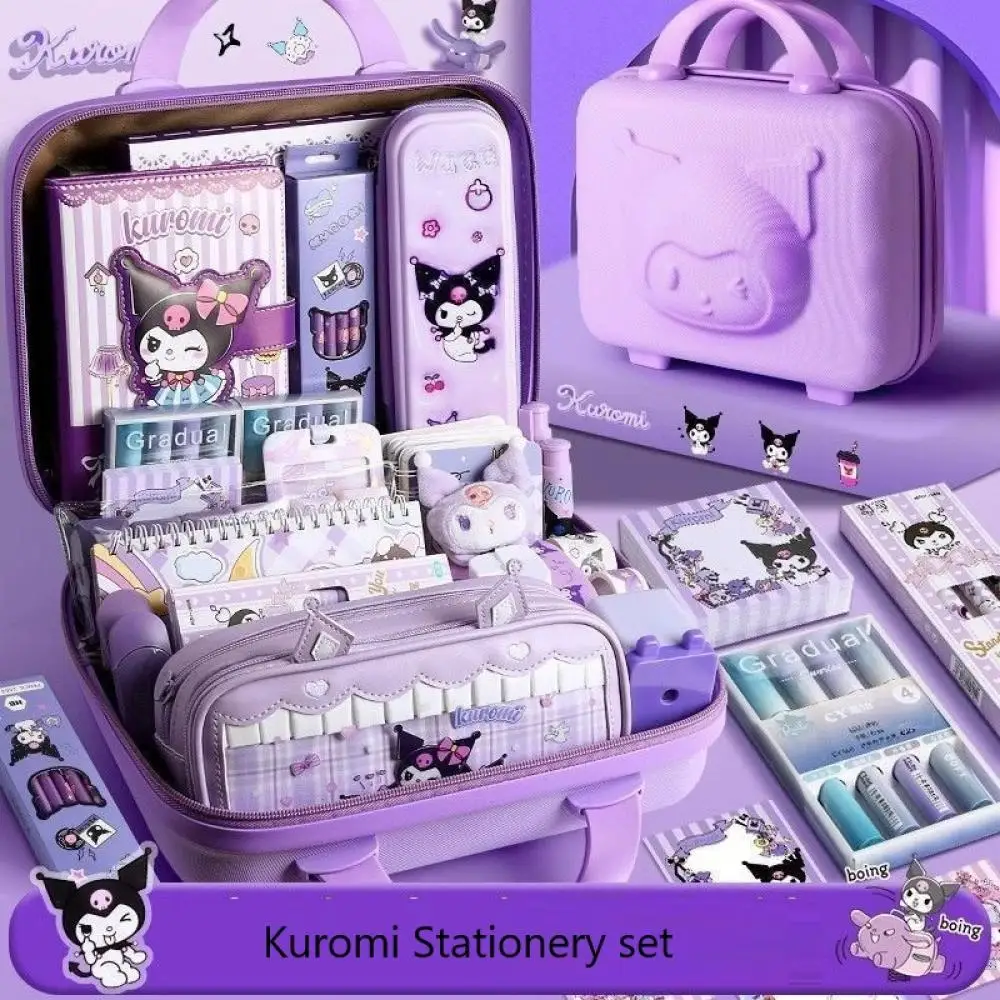 Kawaii Sanrio Kuromi Stationary Set Anime Box Genuine Award Student Learn Supplies Child Girl School Birthday New Year's Gift