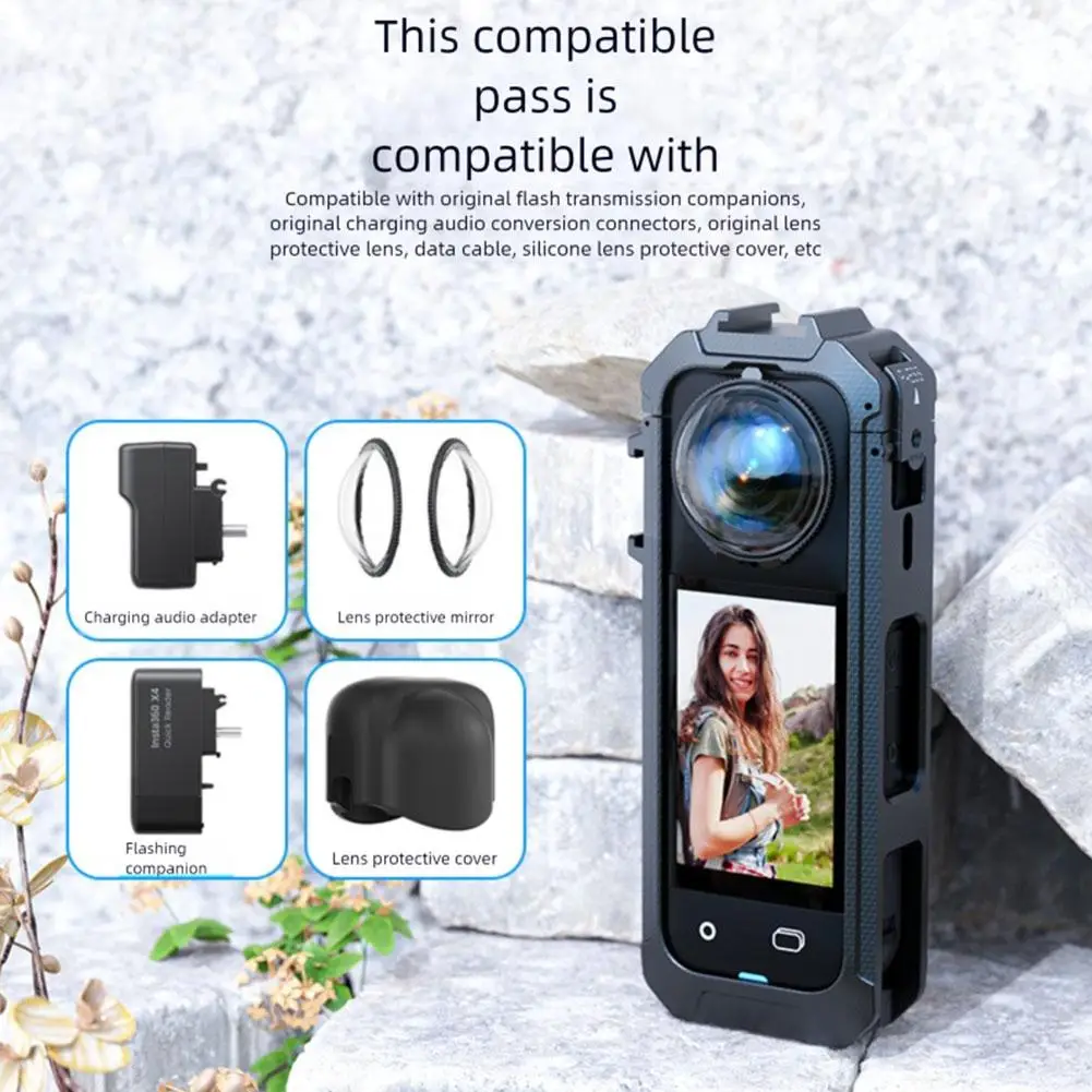 

Magnetic Frame Cage For Insta360 X5, Protective Frame Housing Case With Cold Shoe Mount Compatible For Insta 360 X5 Accesso X9K2