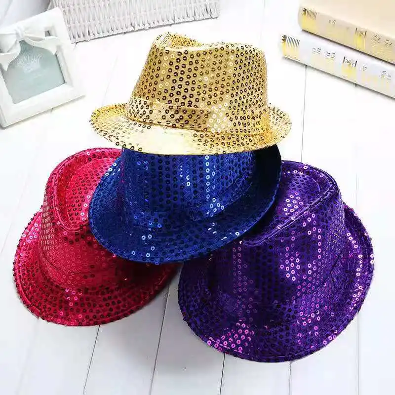 Cosplay Hat Child Adult Cap FreeShipping JAZZ Michael Jackson Sequin Dance Perform Stage Gifts Funny Toy Lovely Fashion Party