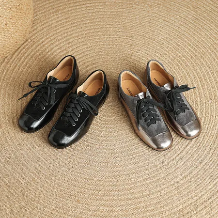 

Women’s Genuine Leather Vintage Casual Shoes Hidden Wedge Height Increasing Fashion Flats