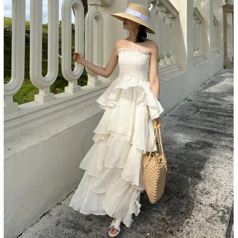 Ele Court Sle bolo longo em camadas Dr Strapl Korean Sle feminino Dr adequado para vários Ocns primavera outono...