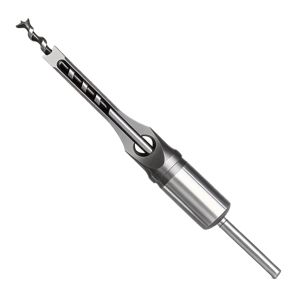 Aluminum Square Hole Drill Bit Set for Woodworking Mortising Applications with Enhanced Chip Grooves and Drill Fit