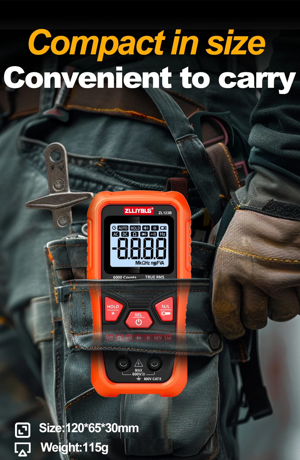 Mini Digital Multimeter Smart Elektriker Tester Für DC/AC Spannung Kapazität Ohm Hz NCV Professionelle Multitester – Detail 2