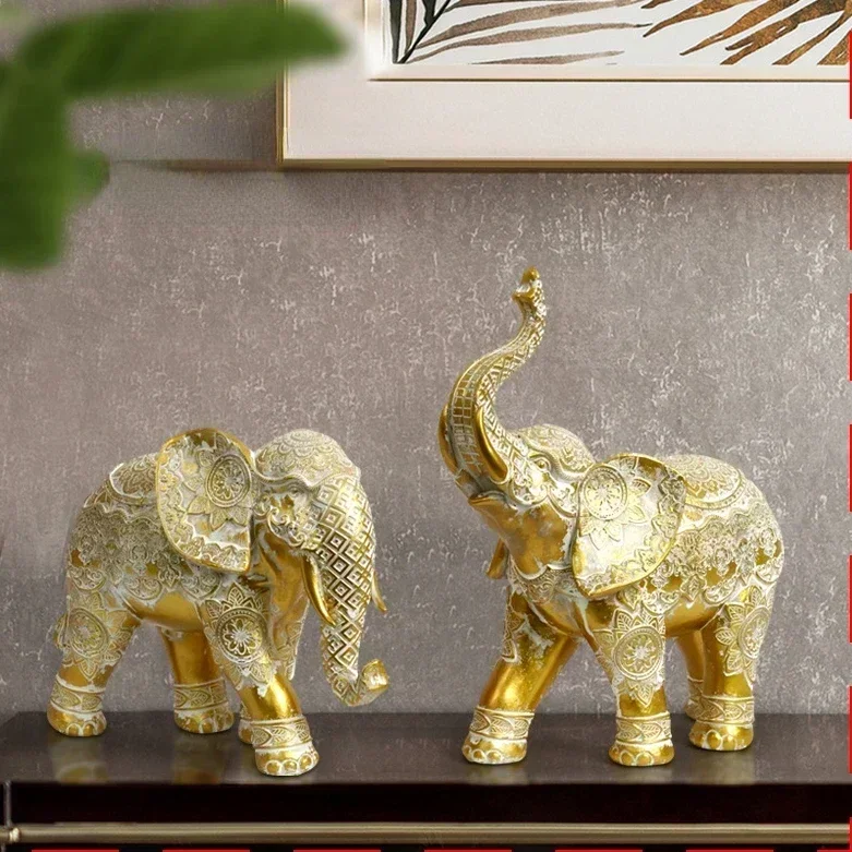 

Elephant Home Decor Statue Living Room Decoration Figurine Resin Sculpture Key Storage Ornament Tray Gift for Interior