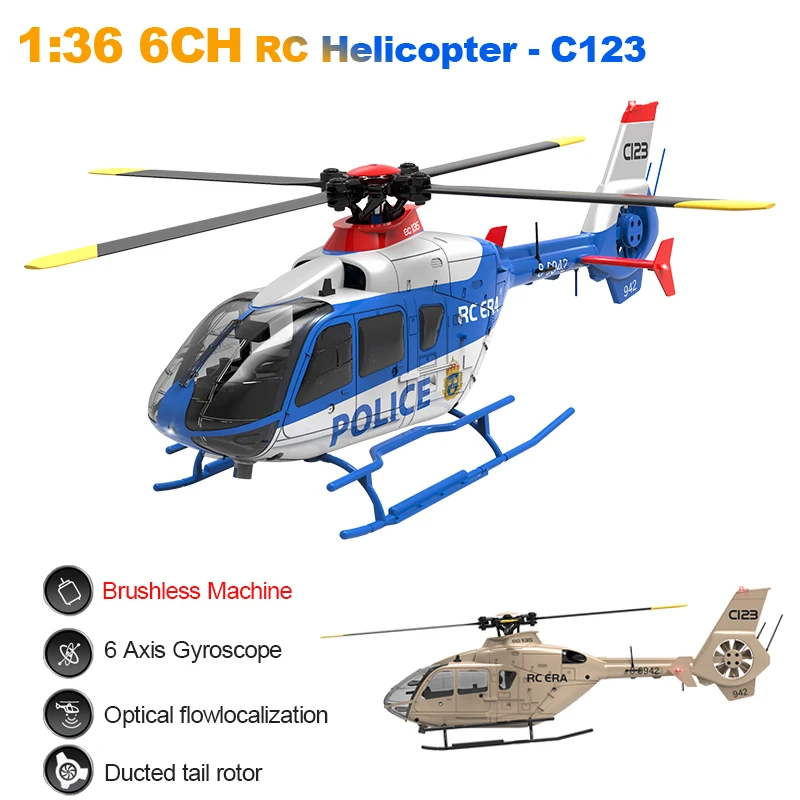 

C123 6CH RC Helicopter EC135 6 Axis Gyro Double Brushless Direct Drive Aileron Free Helicopter Model Remote Control Toys