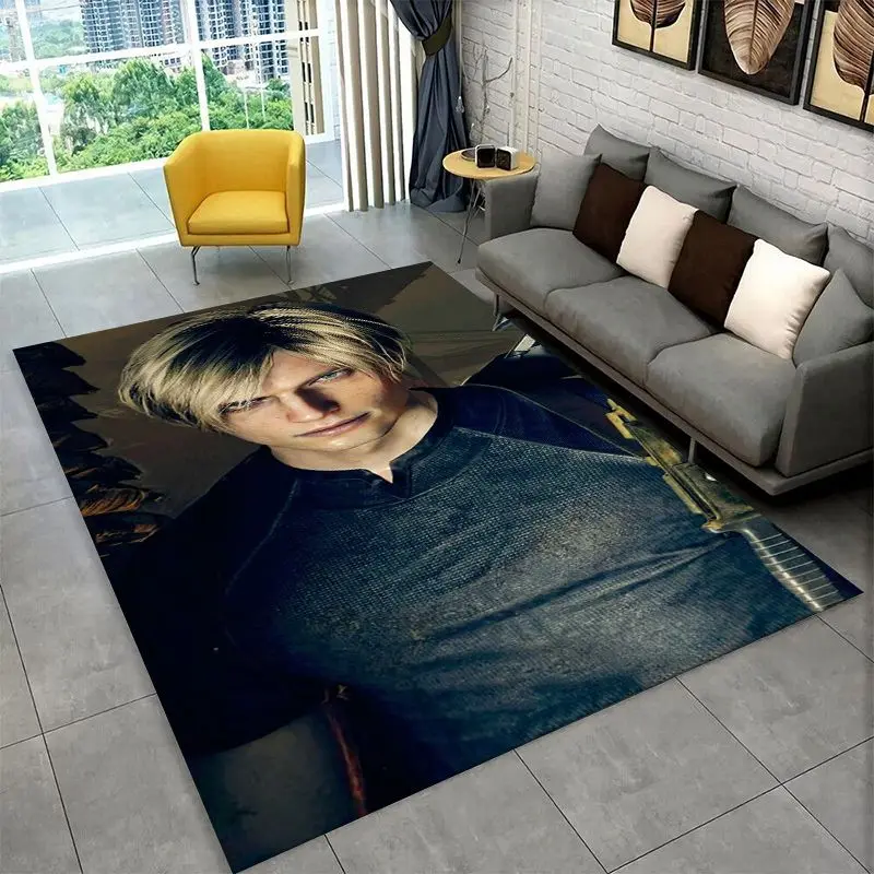 3D R-Resident Evil Leon Game Cartoon Carpet Rug for Bedroom Living Room Sofa Playroom Doormat Home Decor,Kid Area Rug Non-slip