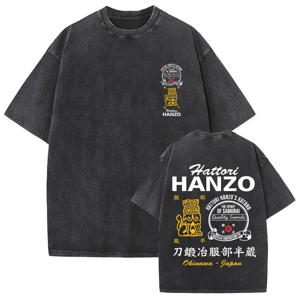 Washed Vintage Movie Kill Bill Hattori Hanzo Funny T-shirt Quentin Tarantino Film Pulp Fiction T Shirt Men Casual Retro T-shirts
